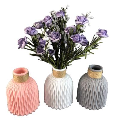 China Modern Minimalist Imitation Vase Ceramic Plastic Living Room Dried Flower Anti-drop Vase Home Decorative Vase for sale