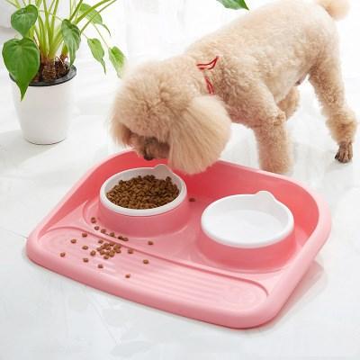 China Eco-friendly Small Animals Non Slip Mess Proof Double Dog Bowl Non No Spill Plastic Pet Bowl For Cat And Dog for sale