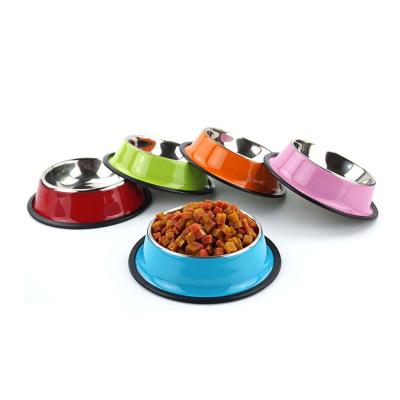 China Wholesale Viable Non-Slip Color Stainless Steel Pet Bowl Large Dog Bowl With Base Stainless Steel Rubber Pet Bowl for sale