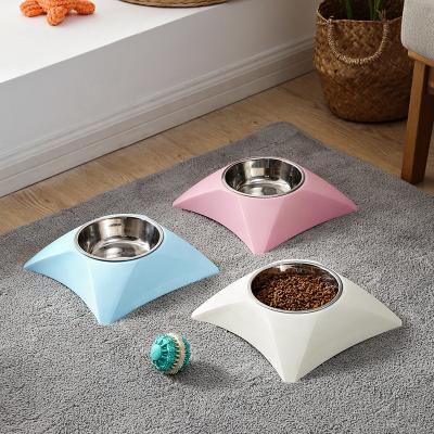 China Automatic Pet Rolls Cat Raised Stand Neat Dish Raised Stainless Steel Pet Food Feeder Dog Bowl for sale