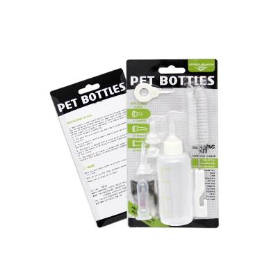 China Puppy Feeding Bottle 60Ml Dog Cat Milk Feeder With Brush Automatic Pet Care Bottle for sale