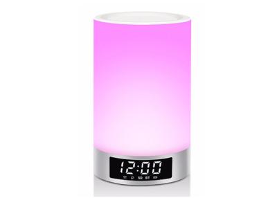 China Bedside Bluetooth Speaker Alarm Clock With Gradient Changing Colorful Night Light for sale