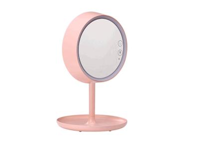 China Pink LED Cosmetic Mirror 80 Adjustable Swivel With Round Natural Light Touch Screen Mirror for sale