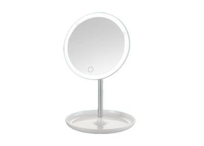 China Portable Lighted Magnifying Makeup Mirror With Cosmetic Tray Battery Powered Desk Lamp for sale