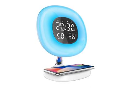 China Wireless Charger Wake Up Light Alarm Clock , Touch Bedside Clock With Light for sale