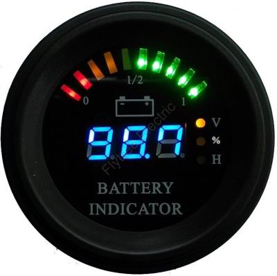 China Round battery gauge Arc LED line 10 Bar Digital Battery Discharge Indicator electric LSV NSV golf carts 24V up to 200V for sale