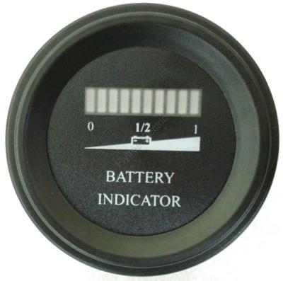 China Round battery gauge 10 Bar LED Digital Battery Discharge Indicator meter for electric LSV NSV golf carts 12V up to 100V for sale