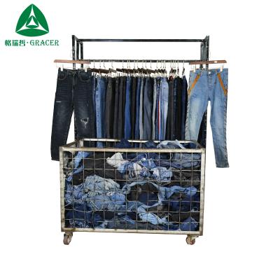 China Durable Premium Used Clothing Jeans Mixed Used Clothes Bales 45KG for sale