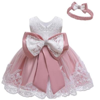 China Washable Baby Clothes Ball Gown Princess Dress Infant Formal Birthday Baptism Party Kids Flower Girl Dresses With Big Bow for sale