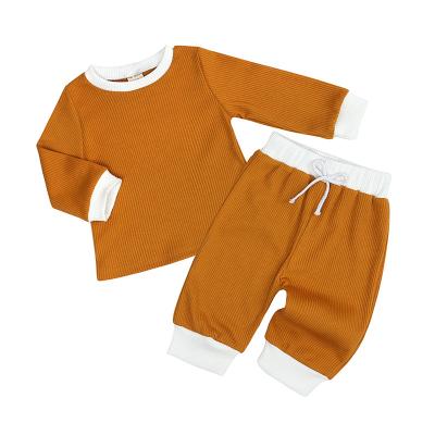 China Toddler Kids Sleepwear Solid Color Breathable Underwear 2 Piece Pajamas Set Long Sleeve Sleep Suit for sale