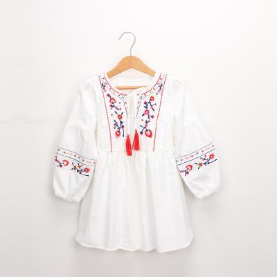 China Spring and Autumn Girls Long-Sleeved Embroidered Dress Washable with Fringed Children's Skirt Summer Dress for sale