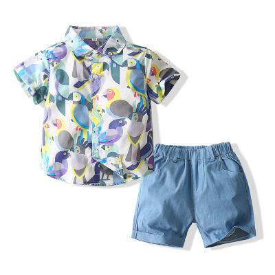 China Smart Casual Boys Short Sleeve Shorts Suits Printed Beachwear Boy Summer 2-Piece Set for sale