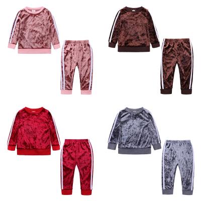 China New Casual Spring Autumn Clothes Children Casual 2Pcs Baby Clothing Sets Kids Girls Velvet Tracksuits Sets for sale