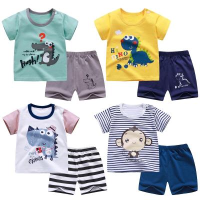 China Wholesale Casual Home Simple Pajamas Summer Children's Wear Cartoon Cotton Short Sleeve Suit Children's Wear Children's Suit for sale