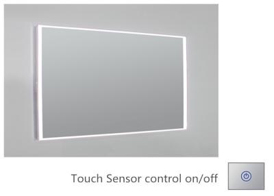 China Waterproof Rectangle Large Led Bathroom Mirror With Chrome Frame Touch Sensor for sale