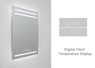 China 600 X 800 LED Illuminated Bathroom Mirror With Digital Clock Mirror / Temperature Display for sale