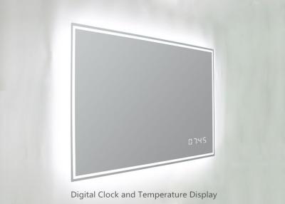 China 5mm LED Sensor Bathroom Mirror With Digital Clock And Temperature Display CE Rohs for sale