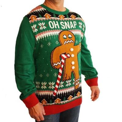 China Anti-wrinkle 2021 Holiday Winter Long Sleeve Cartoon Men's Custom Knitted Acrylic Ugly Christmas Sweater Customized for sale