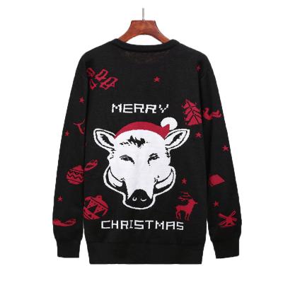 China 2021 Latest Christmas Anti-Wrinkle Custom Knitted Sweater Men Ugly Reindeer Logo Custom Knitted Sweater for sale