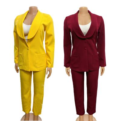 China Slim Fit Anti-Wrinkle Two Pieces Ladies Formal Women Suits Pant Suit Ladies Business Office Formal Suits for sale