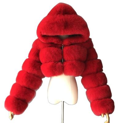 China Wholesale Warm Breathable Winter Women Faux Fox Fox Fur Coat Jacket Coat Hood Short Ladies Fake Fur Coat for sale