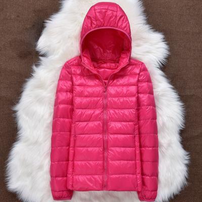 China Winter Breathable Ultralight Hooded Women's Hot Selling White Duck Down Jacket Wearable Outdoor Parka Warm Long Sleeve Jacket for sale