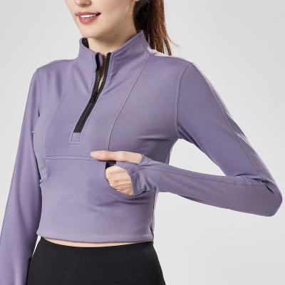 China Breathable new fall/winter collar yoga wear fitness comic sports jacket is more slim and tight with zipper women's yoga jacket jacket for sale