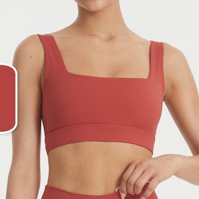 China Custom Wholesale Custom Women's Breathable Sports Bra Nylon Shockproof Vest Top Fitness Gathering Bra Yoga for sale