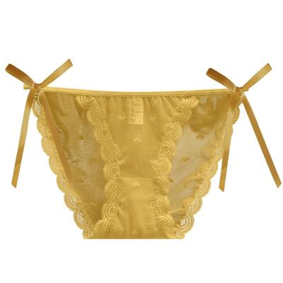 China Women Antibacterial Panties Lace Up Floral T-Back Mesh Transparent Women Underwear Female G-String Ladies Lingerie Thong for sale