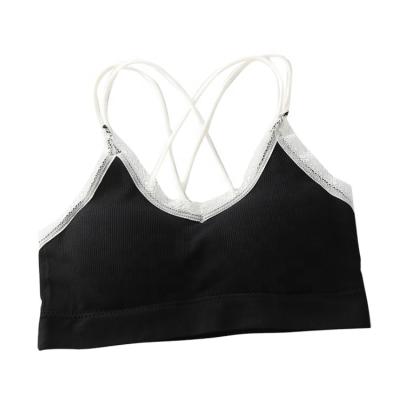 China Antibacterial Women's Halter Vest Lace Cross Breast Wrap Strapless Women's Hot Selling Yarn Underwear for sale