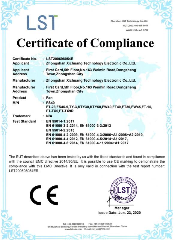 CE - Zhongshan Xichuang Electronic Technology Co., Ltd.