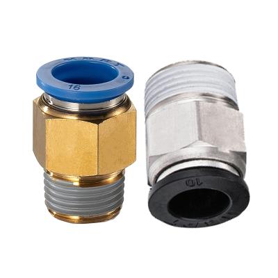 China Garment Shops Metal Straight Push In To Connect One Touch Tube Fittings, Metal Thread Brass Straight PC Pneumatic Fittings PC for sale