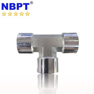 China Brass Female Tee 3 Way Equal NBPT T Copper Tube Pipe JNT Joint Connector for sale