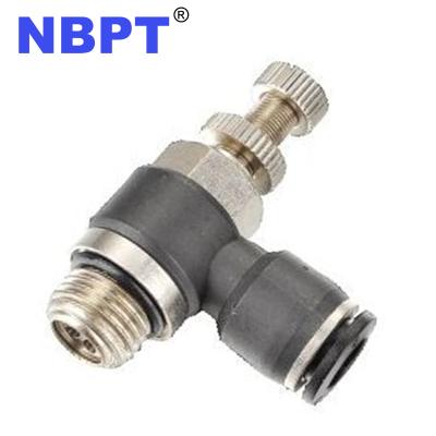 China Compressed Air Systems 4mm 6mm 8mm 10mm 12mm Tube OD Air Flow Control Embedding To Connect BSPP Thread SCG To Knob , One Touch Flow Adjust Valve for sale