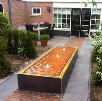 China Outdoor Decoration Landscape Corten Water Fountain / Rectangular Steel Table / Feature for sale