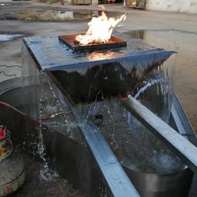 China Exterior decoration swimming pool fire pit water trough in corten steel with water lips on all 4 sides. for sale