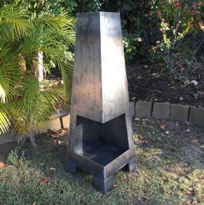 China Indoor And Outdoor Decoration Wood Burning Corten Steel Chiminea Outdoor Fireplace With Feet for sale