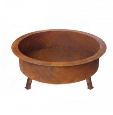 China Indoor And Outdoor Decoration Corten Wood Fired Bowl Round Steel Fire Pit Bowl With Legs for sale