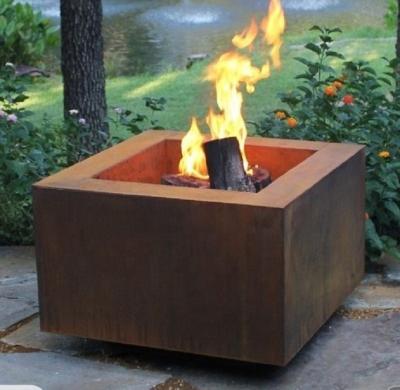 China High quality outdoor heater 30 inch corten steel square fire pit with gas burner for sale