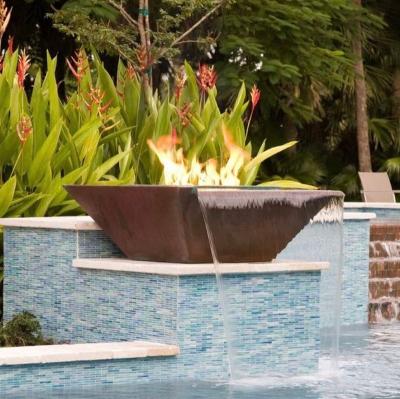 China Garden Deocration Swimming Pool Square Corten Steel Fire And Water Features for sale