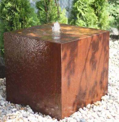 China Modern Outdoor Decoration / Tabletop Design Square CORTEN Steel Water Fountains for sale