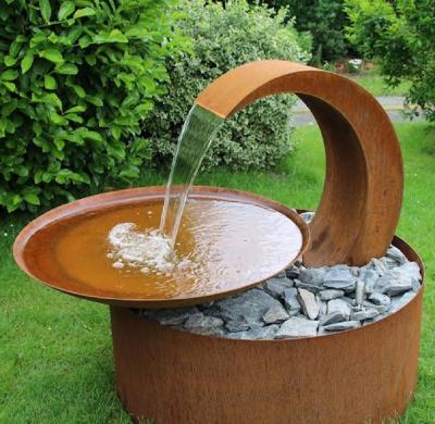 China Outdoor Decoration 80cm CORTEN Steel Water Bowl Decorative Garden Fountain / Waterfall for sale