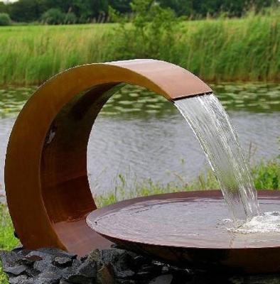 China Outdoor Landscape Waterfall Decoration Corten Steel Water Bowl Water Feature for sale