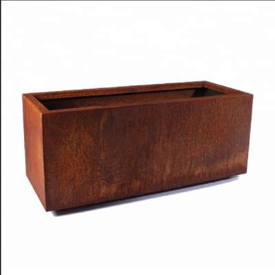 China Modern Rectangular Metal Flower Pots Corten Steel Planter Box for sale