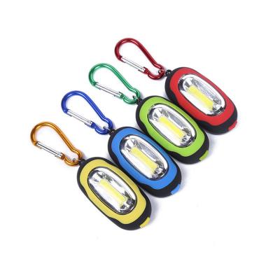 China Useful Plastic Key Ring Torch Lamp 3-Mode Mini Camping Light LED COB Key Chain Flashlight for sale