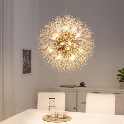 China Restaurant Modern Home Decor 110v/220v G9 Golden Round Pendant Light Hotel Decor 110v/220v G9 Modern Dandelion Hanging Crystal Chandelier for sale