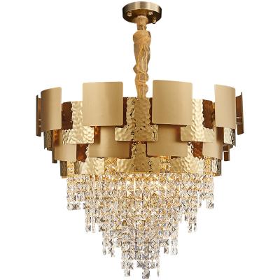 China Contemporary Modern High Ceiling Chandelier Light Specification, Modern Titanium Gold K9 Luxury Lamp Stainless Steel Crystal Chandelier for sale