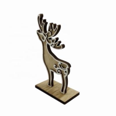 China Christmas handmade wooden material reindeer decoration home craft for sale