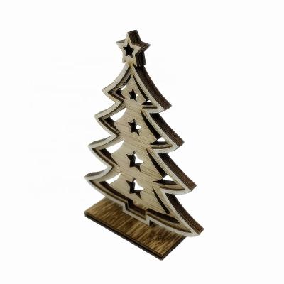 China Shaped Material Hollowed- Handmade Wooden Christmas Tree Ornaments for sale