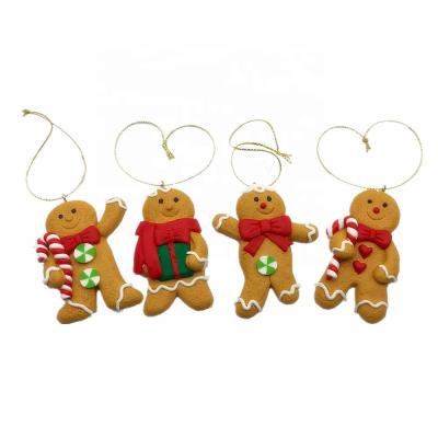 China Christmas Decor Gingerbread Man Clay Dough Christmas Tree Hanging Decoration for sale